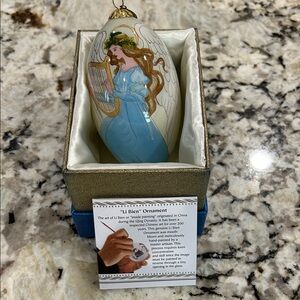 Pier 1 Blue and Gold Angel Ornament